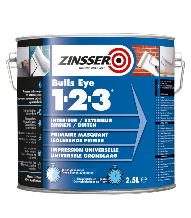 Zinsser Bulls Eye 123 is a fast drying and waterbased primer, sealer